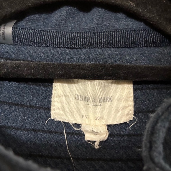 Julian & Mark Striped Quarter Zip Sweater Men’s L Navy Golf Long Sleeve - Picture 3 of 6